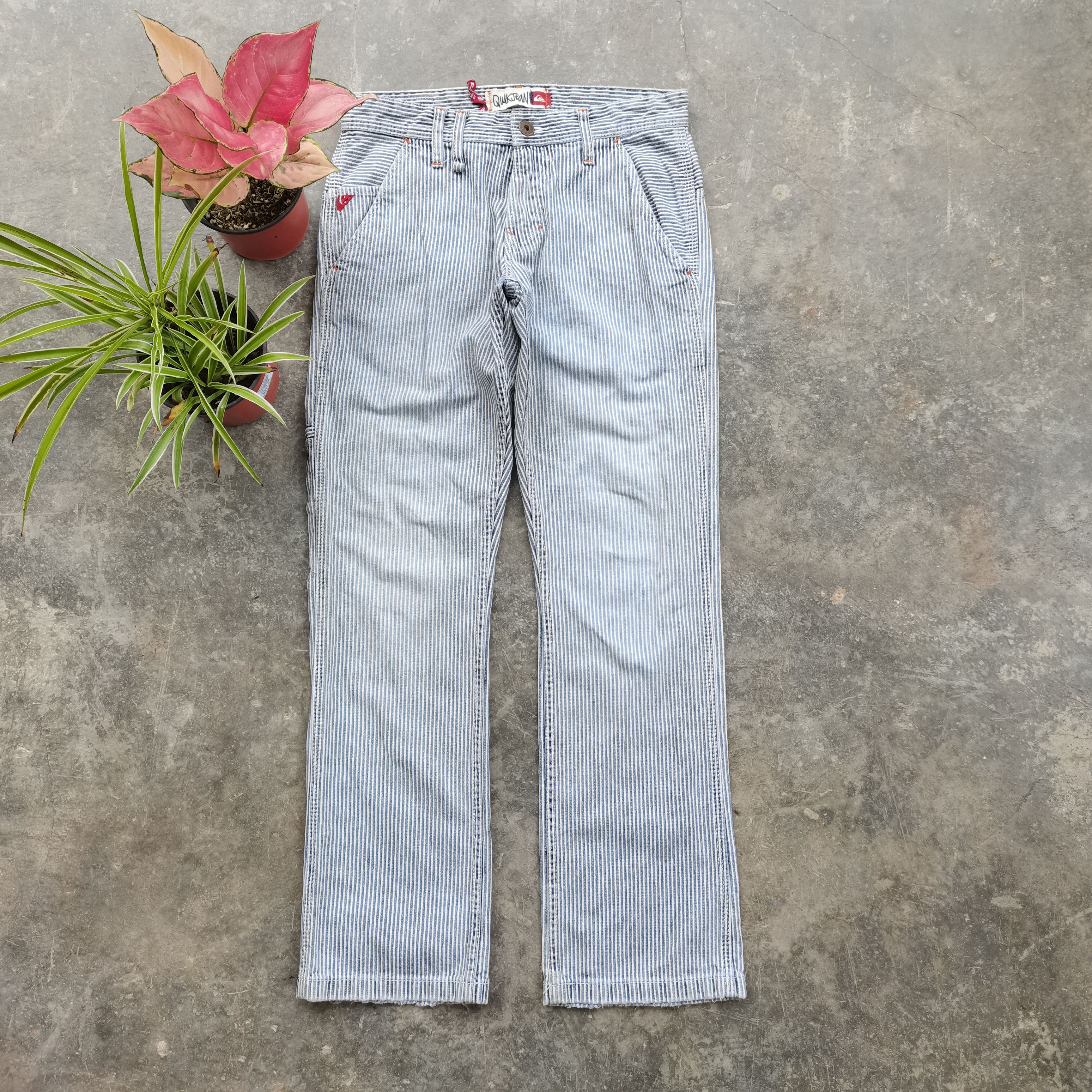 Quiksilver × Vintage Vintage QUIKSILVER Hickory Stripes Distress Faded Denim Size US 31 - 3 Thumbnail