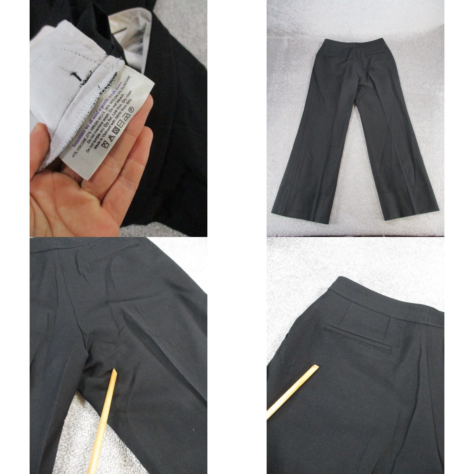 M.M.LaFleur MM.LaFleur Dress Pants Womens 8 Black Virgin Wool Blend Straight Leg Pilling Size 30" / US 8 / IT 44 - 9 Thumbnail