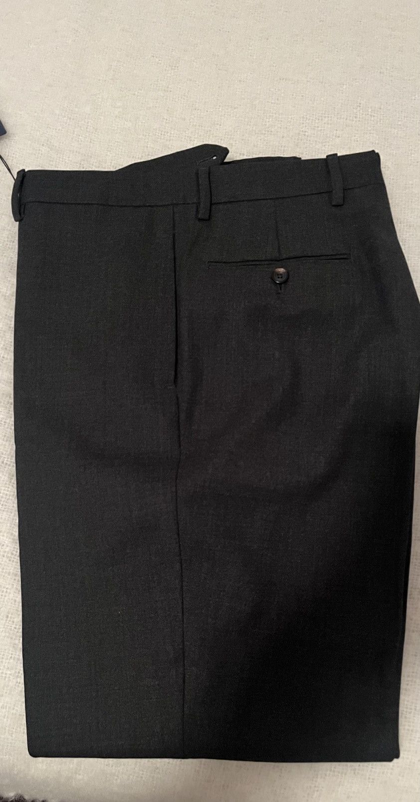 Tropical Merino Wool Flat Front Trouser - Charcoal. BNWT