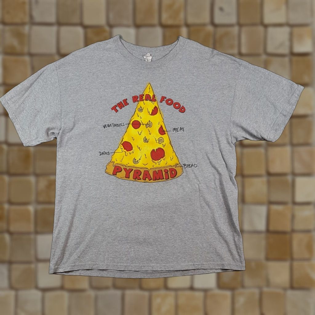 Etro VINTAGE Alstyle Pizza Food Pyramid T-Shirt Mens XL Gray 90s Y2K Retro Funny Food & Drink Size US XL / EU 56 / 4 - 1 Thumbnail