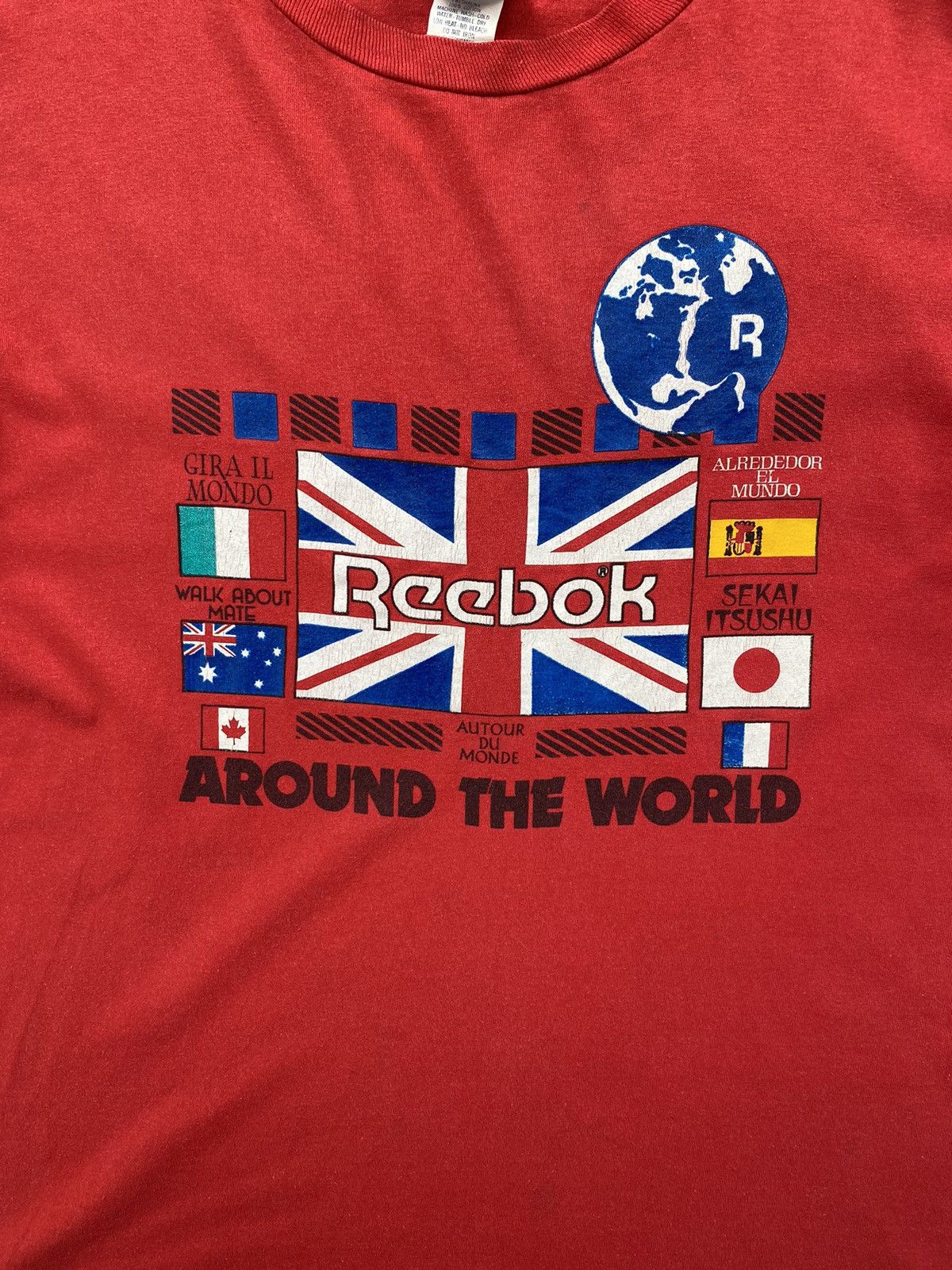Vintage SICK🔥Vintage Single Stitch Reebok Around The World Tees Size US L / EU 52-54 / 3 - 3 Thumbnail