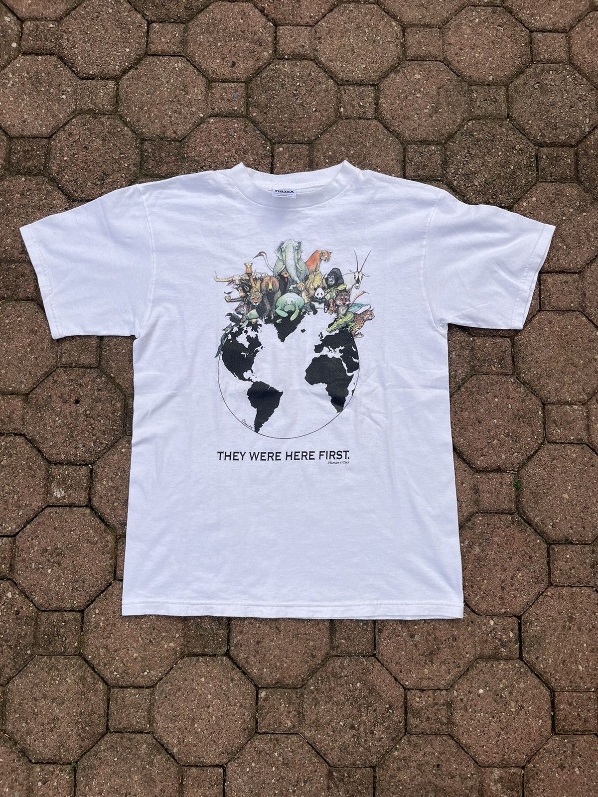Japanese Brand × Vintage Vintage 1992 Human-i-tees Tshirt size Large Animal Rights Size US L / EU 52-54 / 3 - 2 Thumbnail
