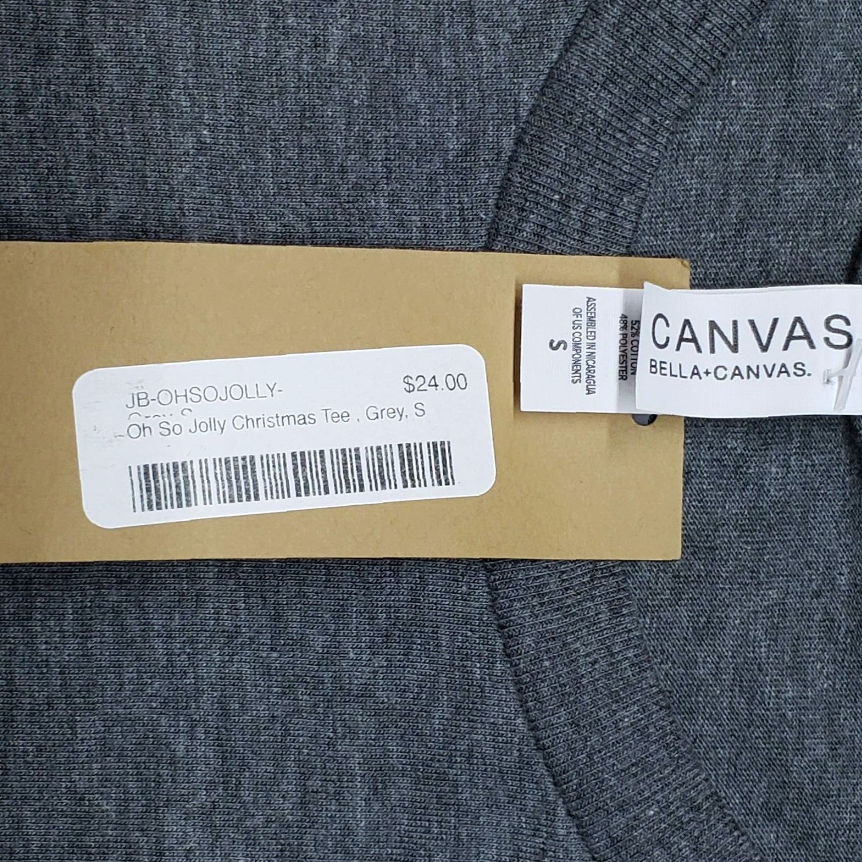 Vintage Bella Canvas T-Shirt Mens Size S Gray Oh So Jolly Christmas Tee Round Neck New Size US S / EU 44-46 / 1 - 3 Thumbnail