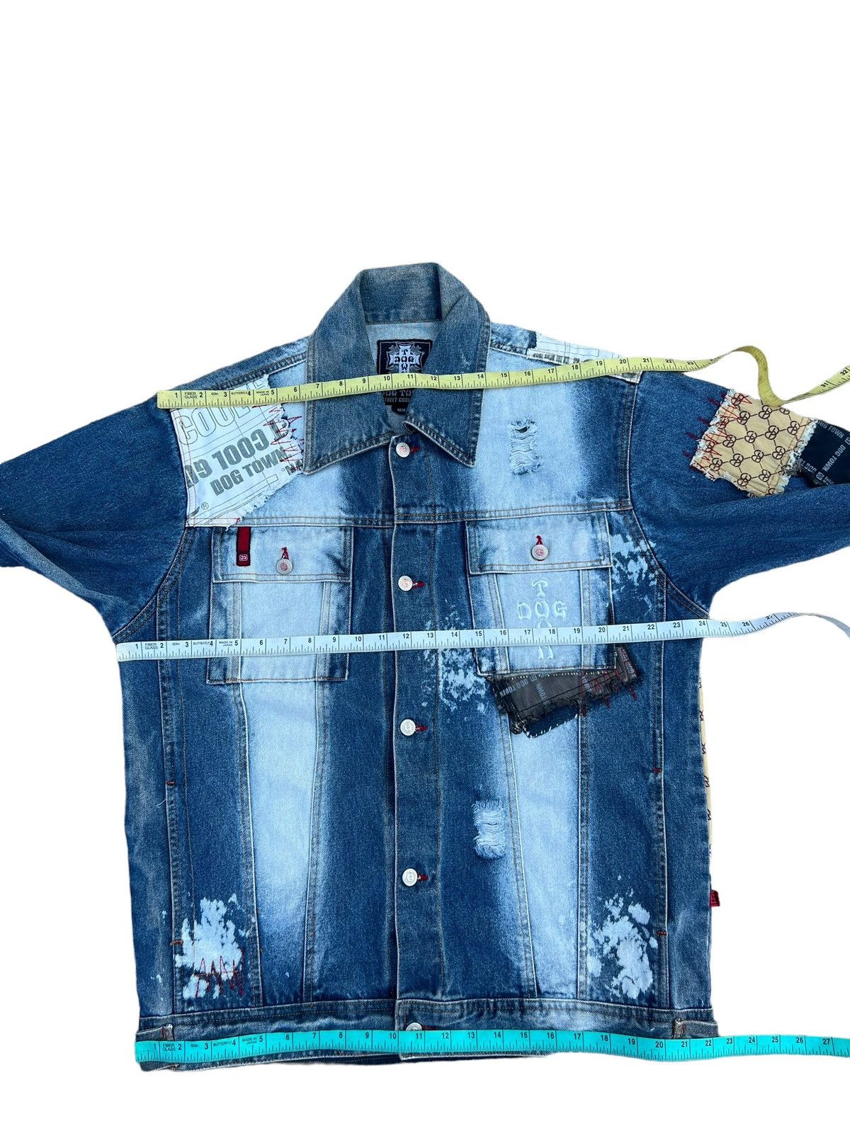 Dogtown Vintage Dog Town Distress Patchwork Oversized Denim Jacket Size US L / EU 52-54 / 3 - 3 Thumbnail