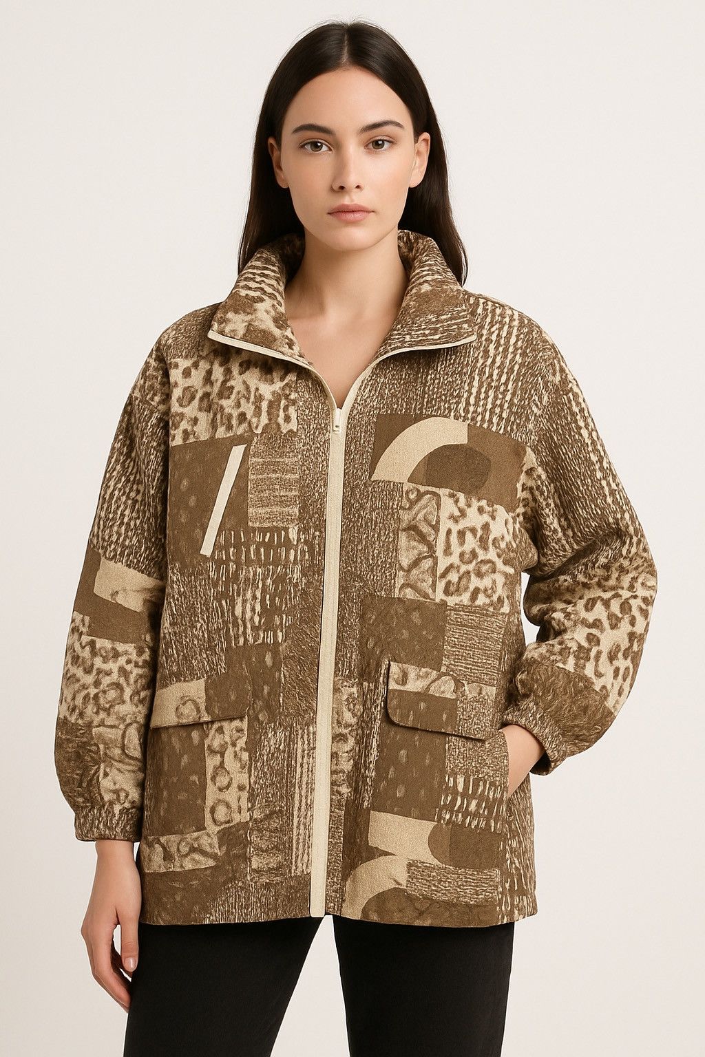 Designer Vitta Dini Women’s Vintage Patchwork Animal Print Jacket Size L / US 10 / IT 46 - 3 Thumbnail