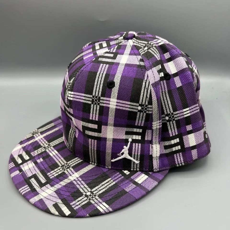 Jordan Brand Air Jordan Hat Men 7 3/8 Purple Plaid Jumpman Fitted Cap Size ONE SIZE - 2 Thumbnail