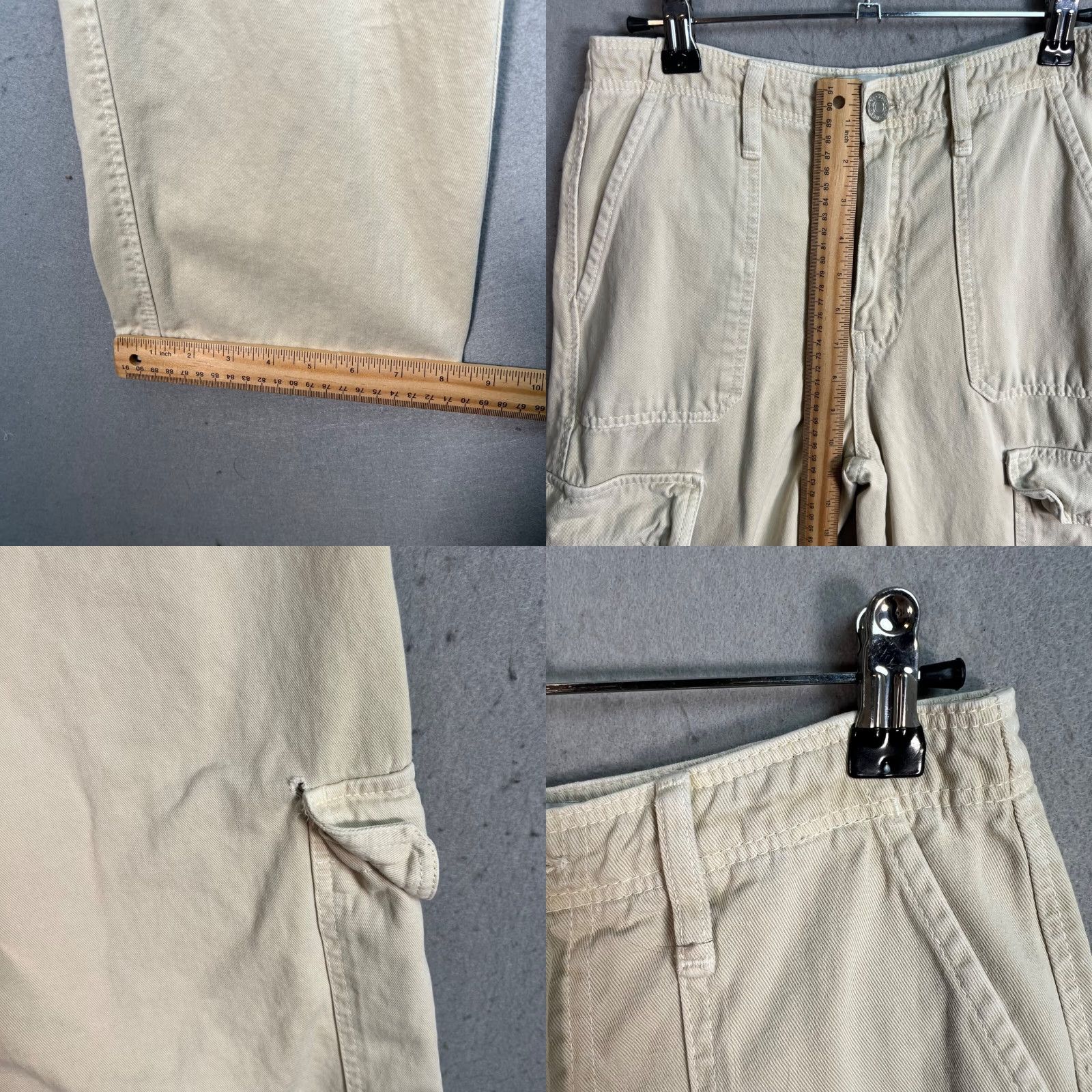 Zara VINTAGE Zara Womens Cargo Pants Beige Size 2 Cotton Casual Straight Leg Womens Pants Beige Cotton Cargo Pockets 30in Inseam Size 26" / US 2 / IT 38 - 8 Thumbnail
