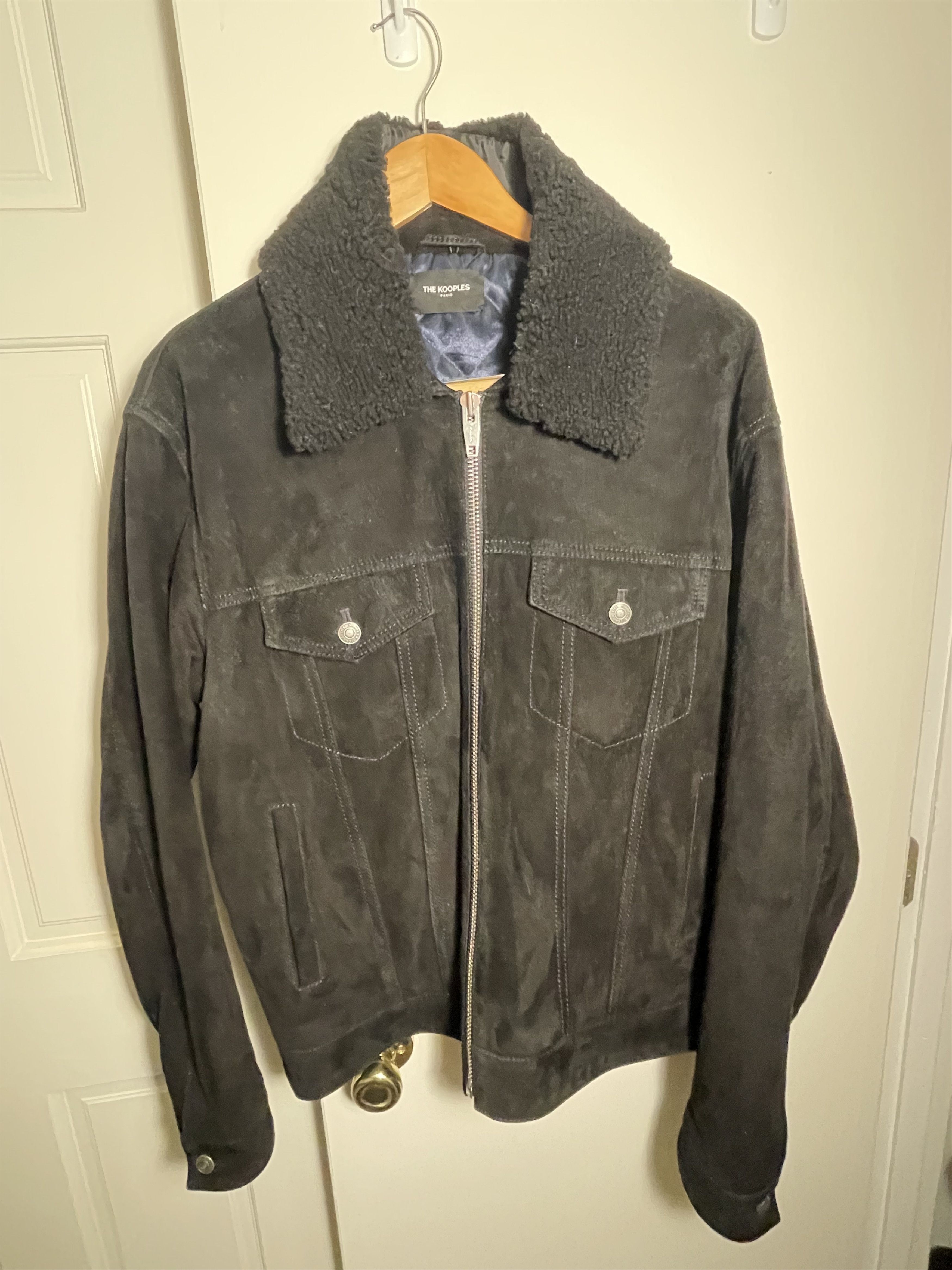 The Kooples Shearling Collar Suede Jacket - Main Image