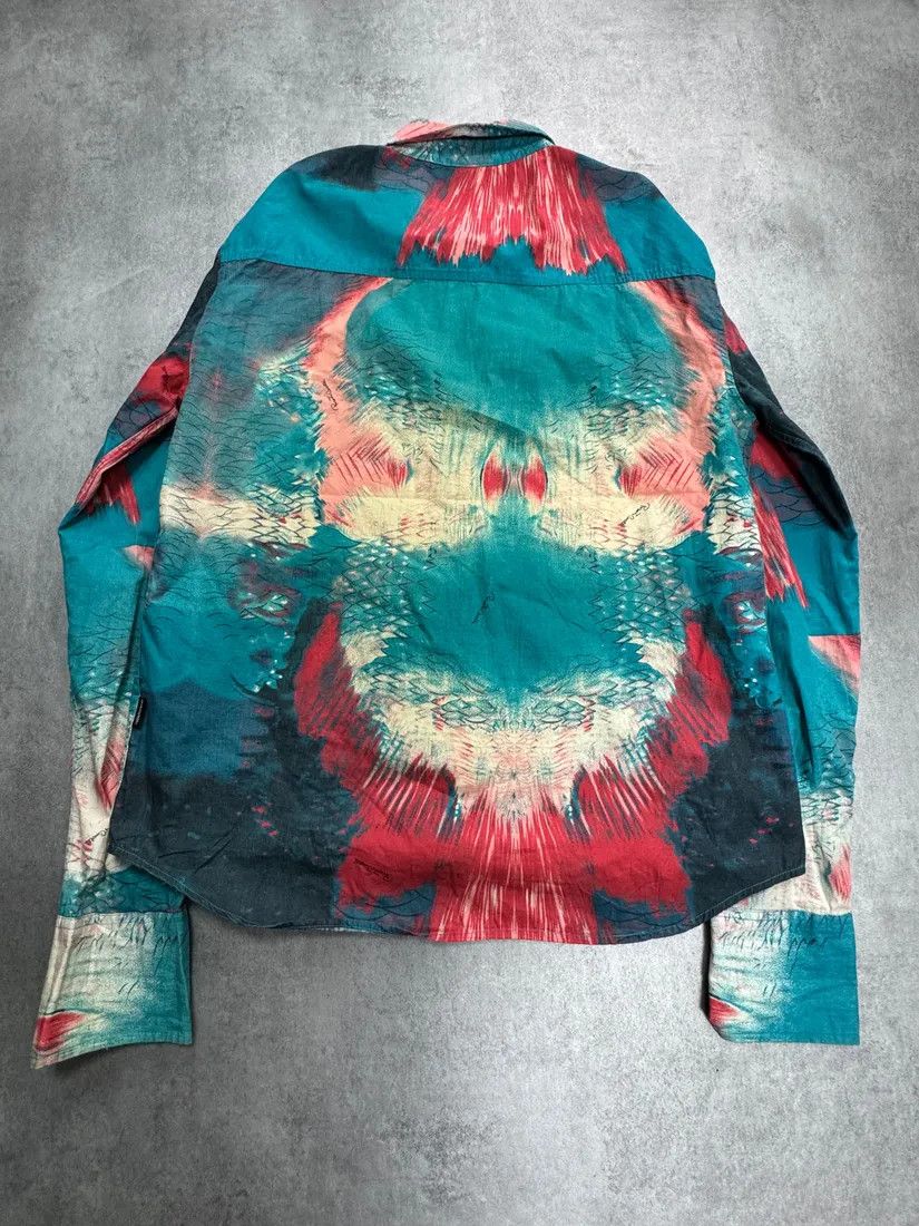 Roberto Cavalli × Vintage 2000s Roberto Cavalli Volcano Aqua Blue Shirt Size US L / EU 52-54 / 3 - 4 Thumbnail