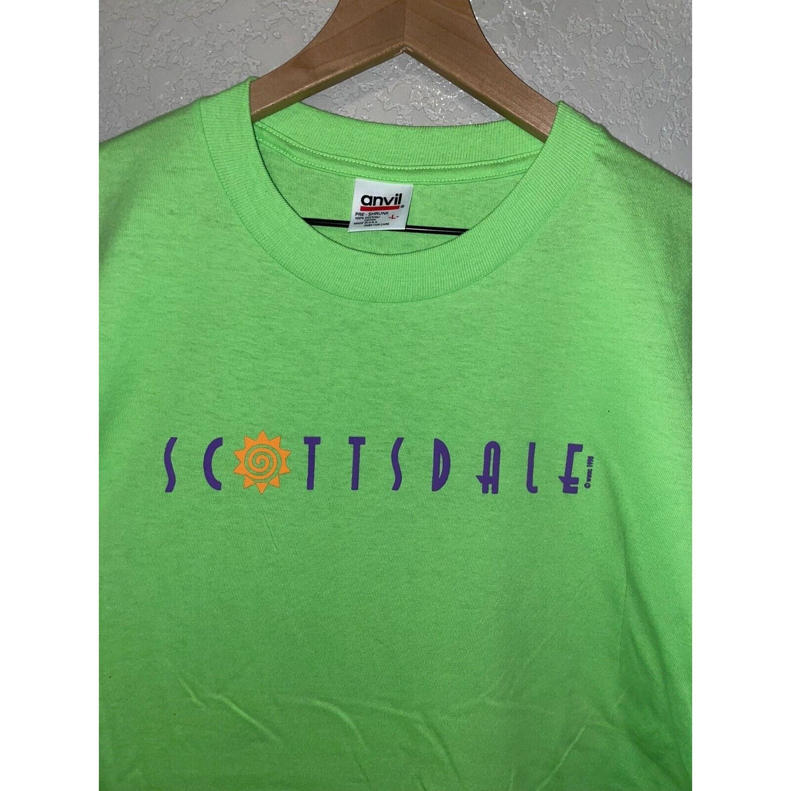 Anvil Vintage Scottsdale Arizona Shirt Green Sun Tee VTG Large 90s Size US L / EU 52-54 / 3 - 2 Thumbnail