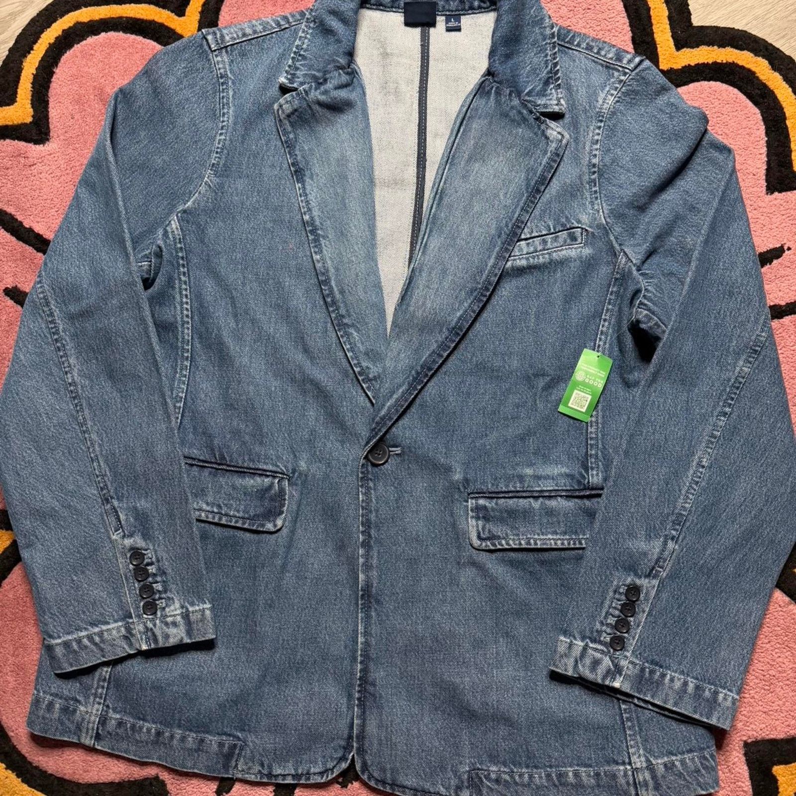 Gap Gap Women’s Blue Indigo Denim Blazer Jacket Size Large Blue Size L / US 10 / IT 46 - 2 Thumbnail