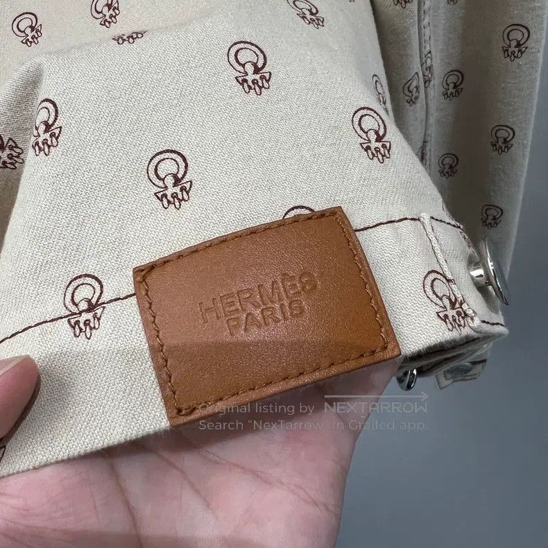 Hermes Hermes Light beige denim jacket with full-print logo Size XS / US 0-2 / IT 36-38 - 6 Thumbnail