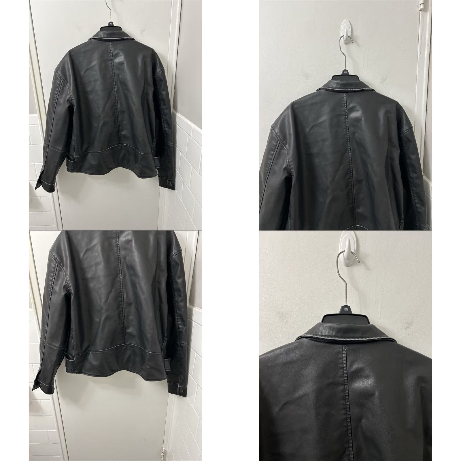 Vintage Wild Fable Faux Leather Jacket Womens L Black Belted Biker Zipper Pocket Short Sleeve 90s Rocker Modern Mens/Womens Size L / US 10 / IT 46 - 8 Thumbnail