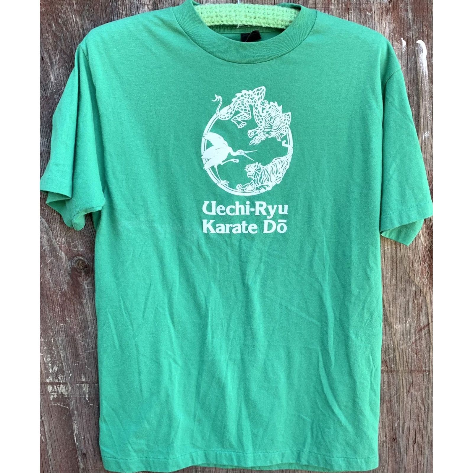 Anvil VINTAGE Anvil Uechi-Ryu Karate Do t-shirt Short Sleeve XL Made in USA Green 80s Graphic Tee Mens Size US XL / EU 56 / 4 - 6 Thumbnail