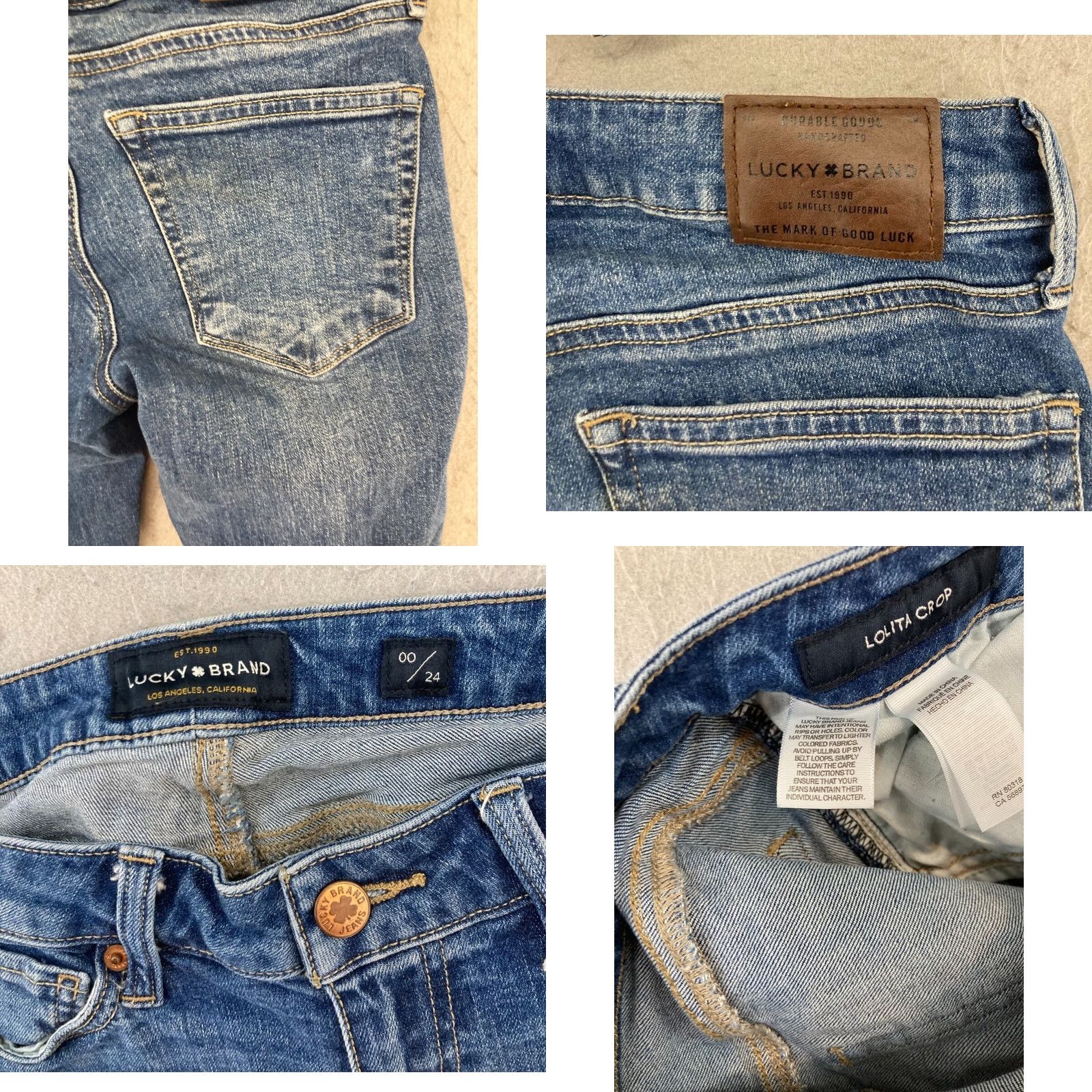 Lucky Brand Lucky Brand Lolita Skinny Jeans 00 24 Blue Crop Raw Hem Denim Woman Slim 5-Pocket Modern Bohemian Size 24" / US 00 / IT 34 - 8 Thumbnail
