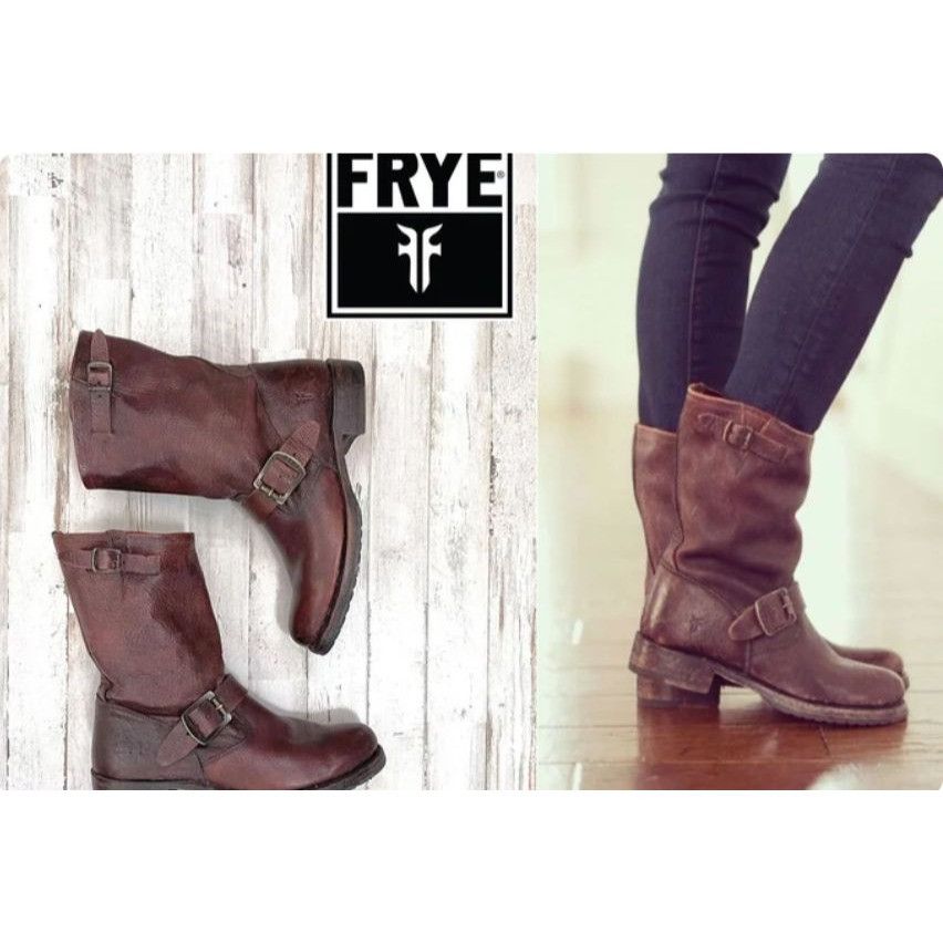 New FRYE Veronica Slouch Short Boots 10 Brown Leather HTF vi