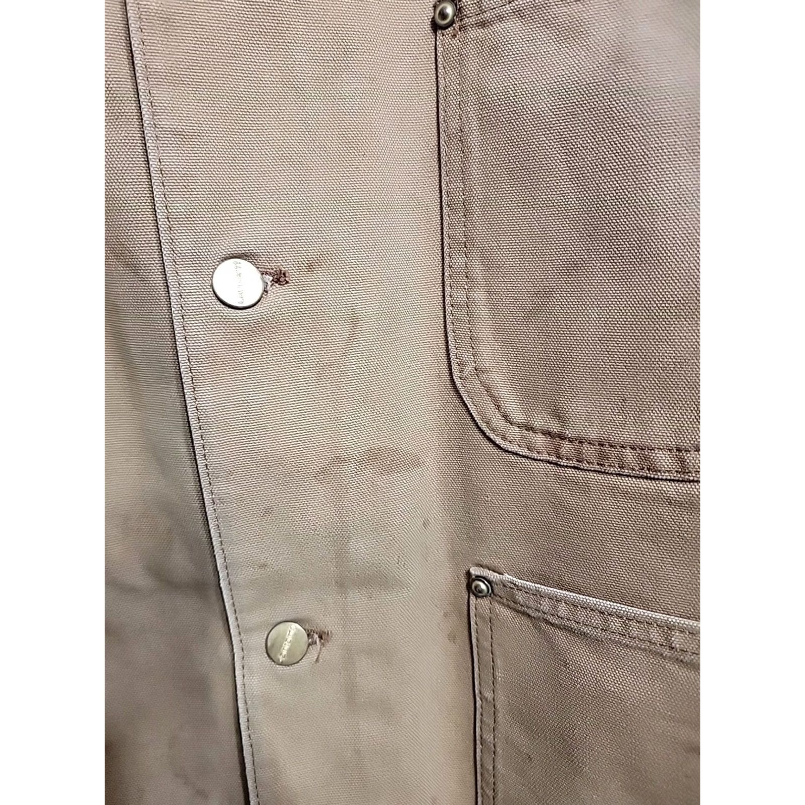 Carhartt VINTAGE Carhartt Jacket Workwear Canvas Cotton Lined Tan 2XL Mens Distressed Front Back Sleeves Chest 25.5 Length 29.5 Mw2/26 Size US XXL / EU 58 / 5 - 5 Thumbnail