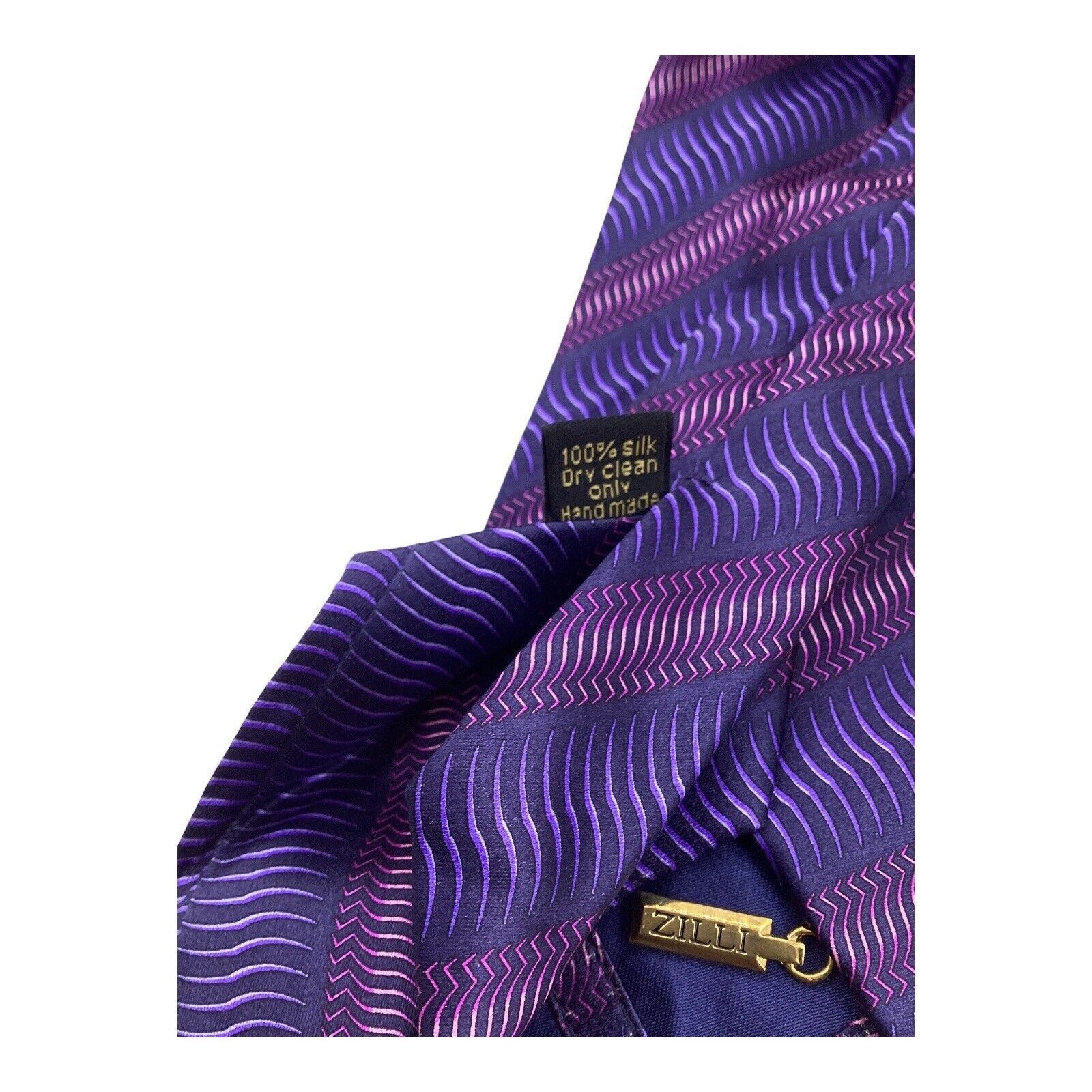 Zilli ZILLI Purple Striped Luxury Silk Tie Hand Made In Italy W: 3 Size ONE SIZE - 6 Thumbnail