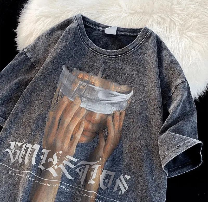 Japanese Brand FACE Bleached Graphic T Shirt Size US XL / EU 56 / 4 - 2 Thumbnail