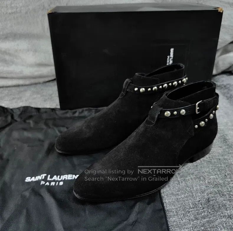 Saint Laurent Paris Saint Laurent Paris Black suede studded Chelsea short boot Size US 7 / EU 40 - 1 Thumbnail