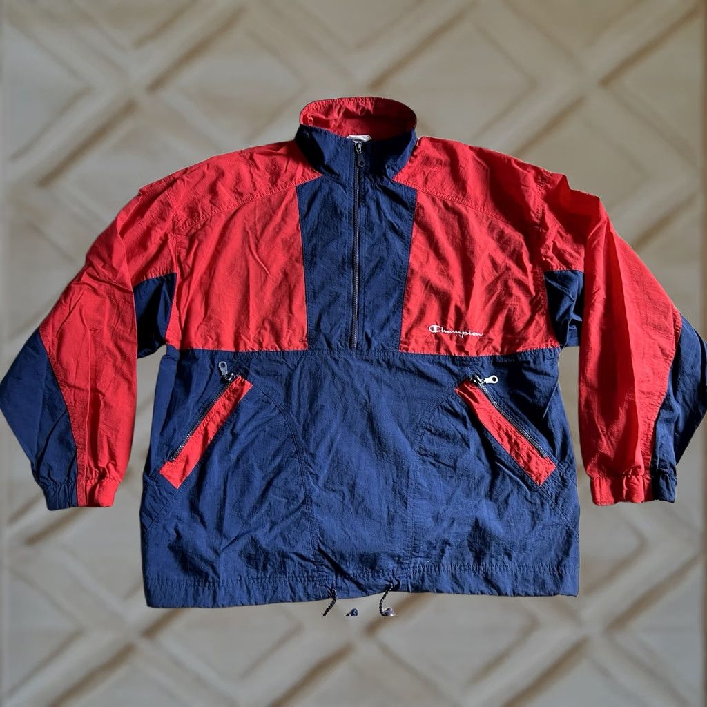 Champion VINTAGE Champion Windbreaker Jacket Coat Pockets 1/4 Zip Mens Size L 90s Size US L / EU 52-54 / 3 - 1 Thumbnail