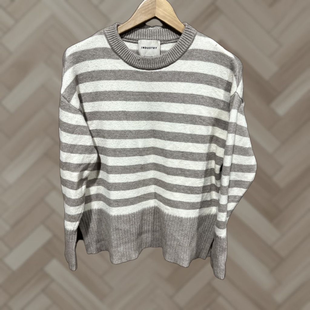 Industrie VINTAGE Industry Sweater Striped Viscose Blend Sweatshirt Medium Womens Orange Turtleneck Pullover Womens M Pattern Striped Viscoe? Size M / US 6-8 / IT 42-44 - 1 Thumbnail