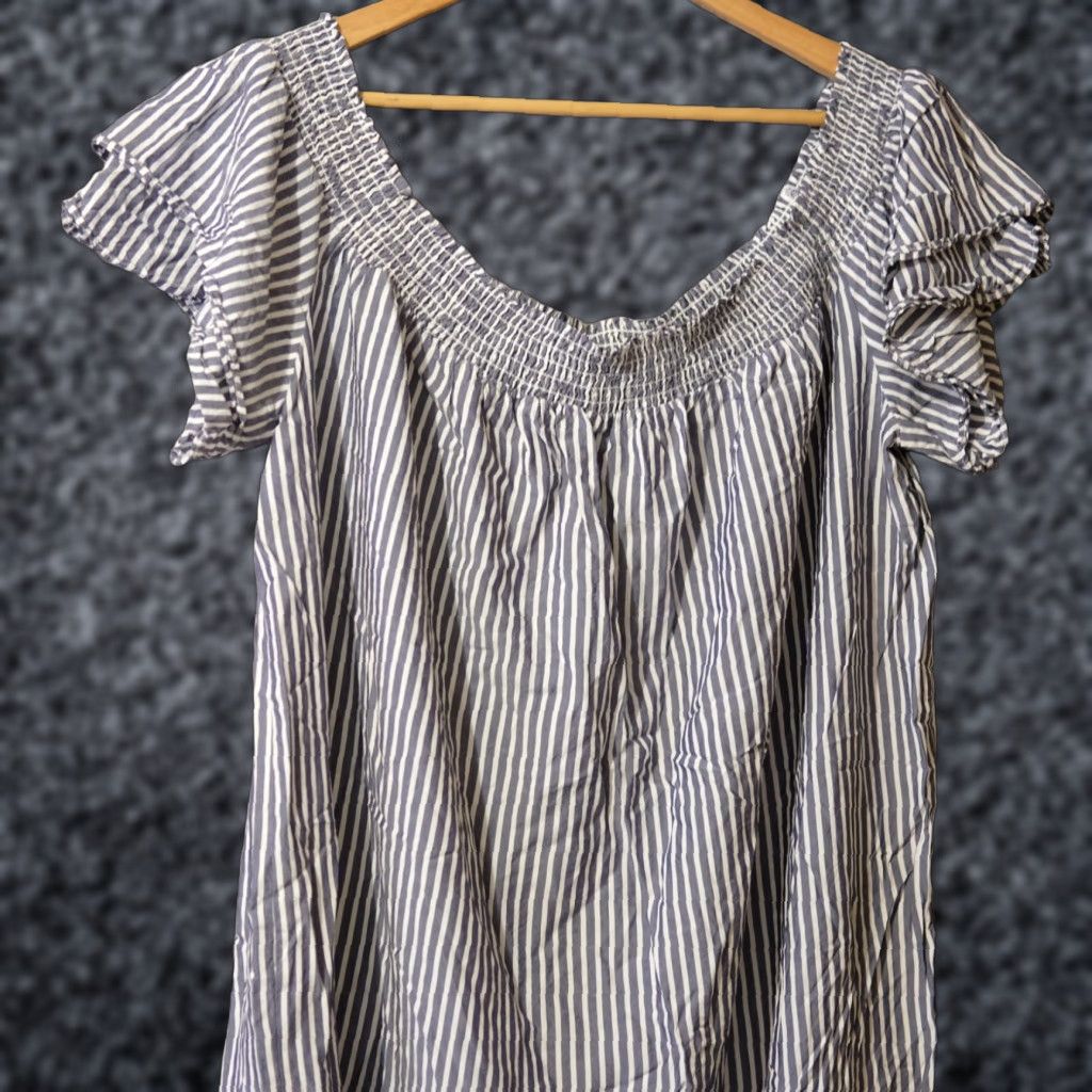 Old Navy Old Navy Off The Shoulder Dress Grey/White Stripe Spuer Soft Womens XXL #H96-64 Dress Size XXL / US 16-18 / IT 52-54 - 1 Thumbnail