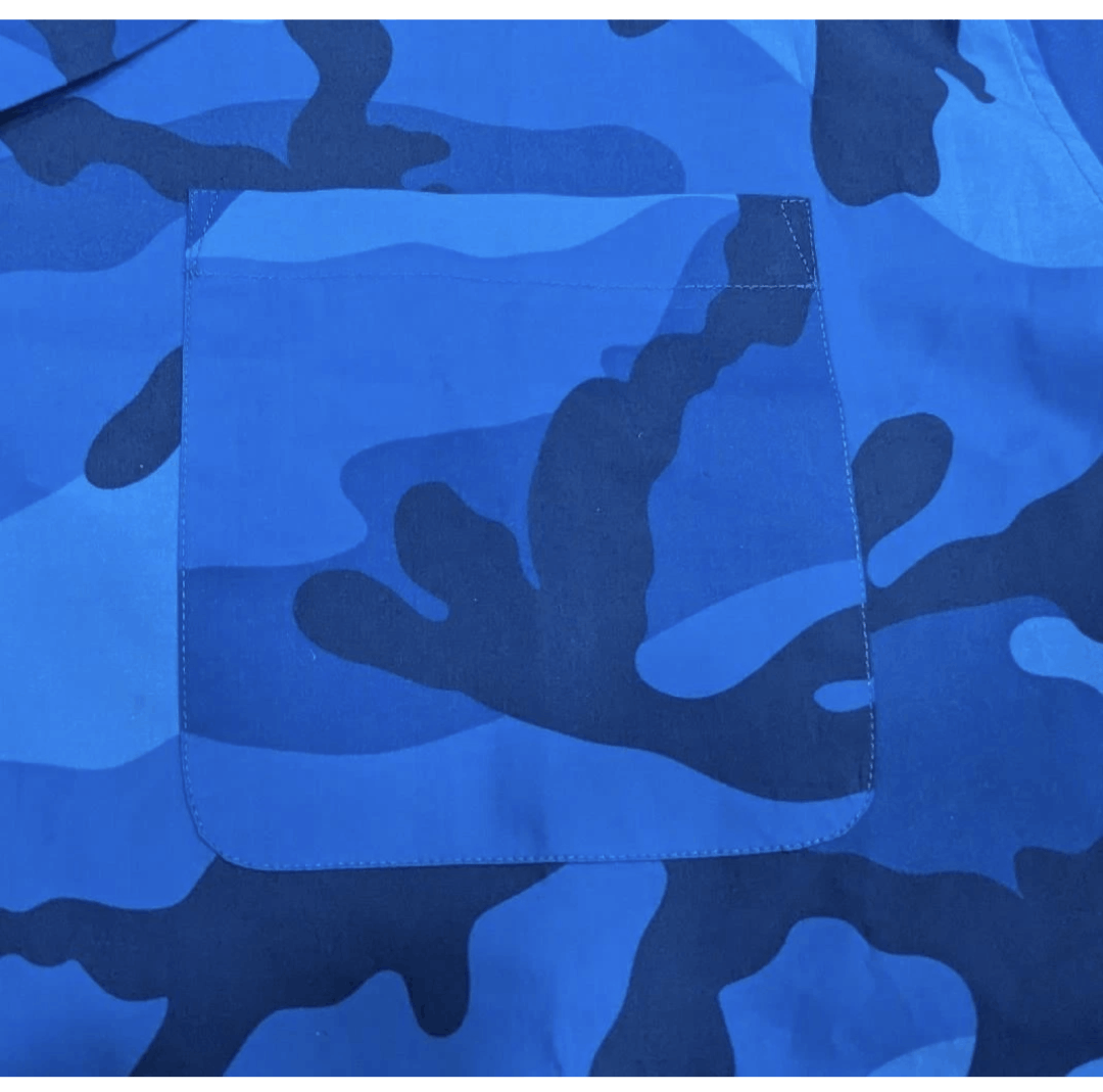Valentino Valentino "Popeline" Button Up Camp Shirt Blue Camo 48 Size US M / EU 48-50 / 2 - 3 Thumbnail