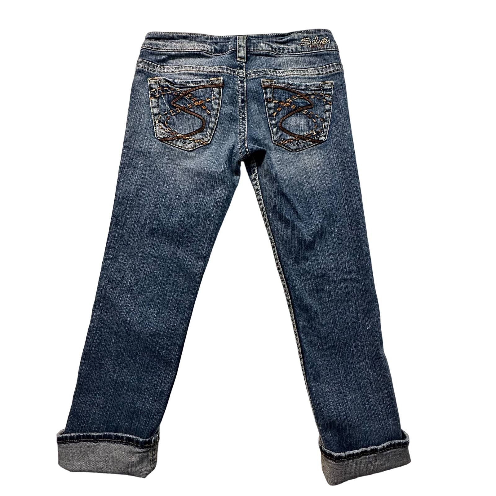 Other Silver Frances Embroidered Back Pockets Low Rise Capri Jeans Size 23" - 11 Thumbnail