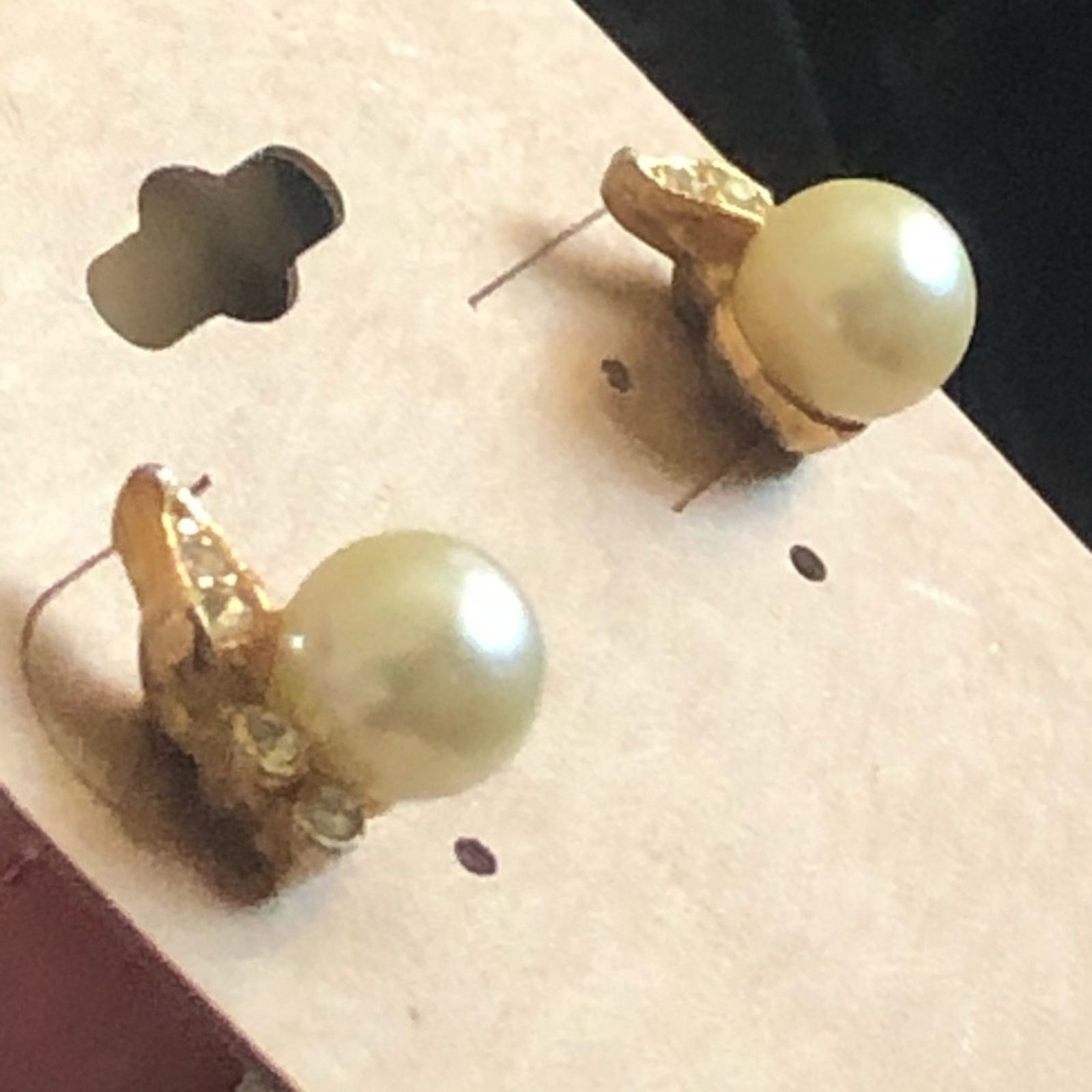 Vintage Vintage faux pearl rhinestone accent earrings Size ONE SIZE - 5 Thumbnail