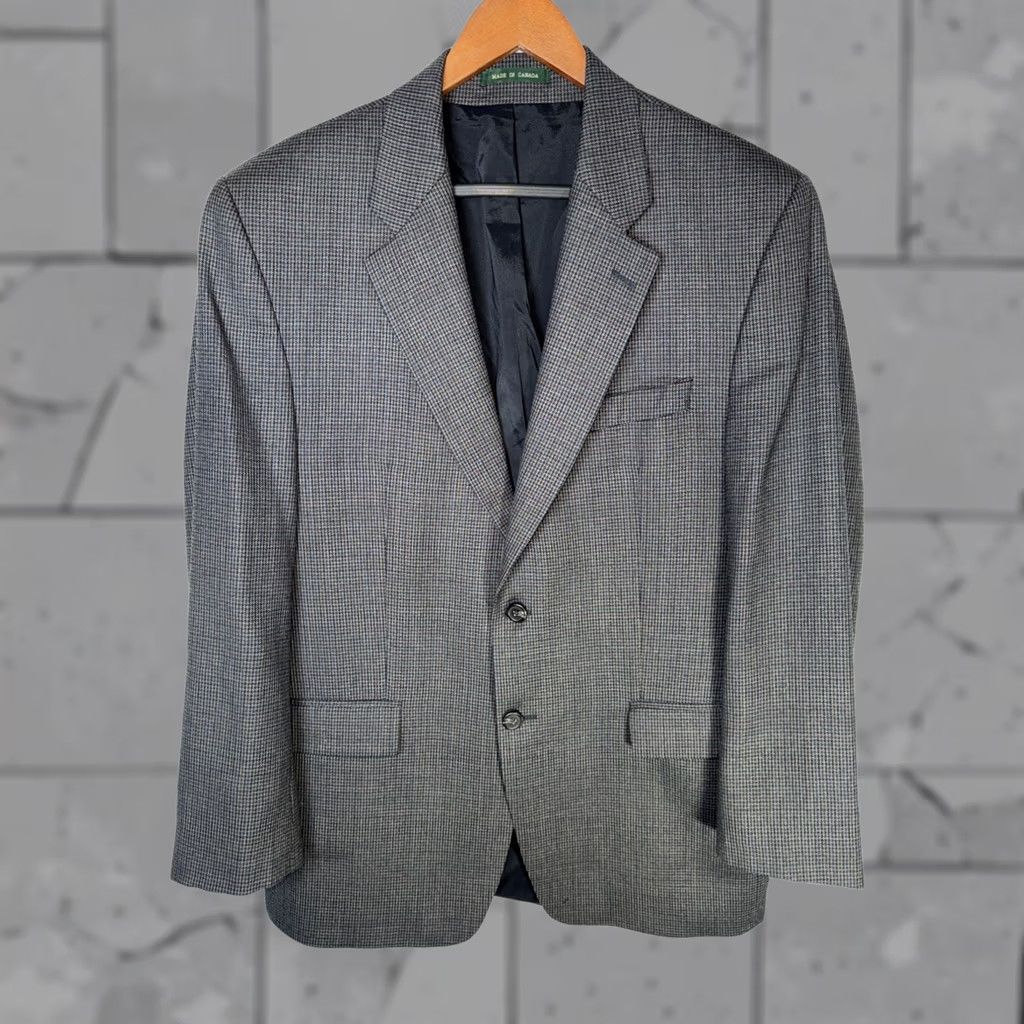 Ralph Lauren Lauren Ralph Lauren Sport Coat Blazer 41R Gray Wool Check Single-Breasted 2-Button Notch Lapel Men Blazer Sports Modern Regular Dress Coat Size 42R - 1 Thumbnail