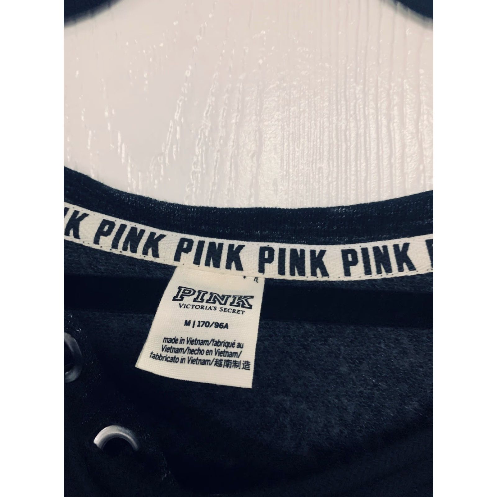 Pinko PINK Sweatshirt Women's M Black Pullover Criss Cross Drawstring Tie Grommet Logo Love Pink Size M / US 6-8 / IT 42-44 - 3 Thumbnail