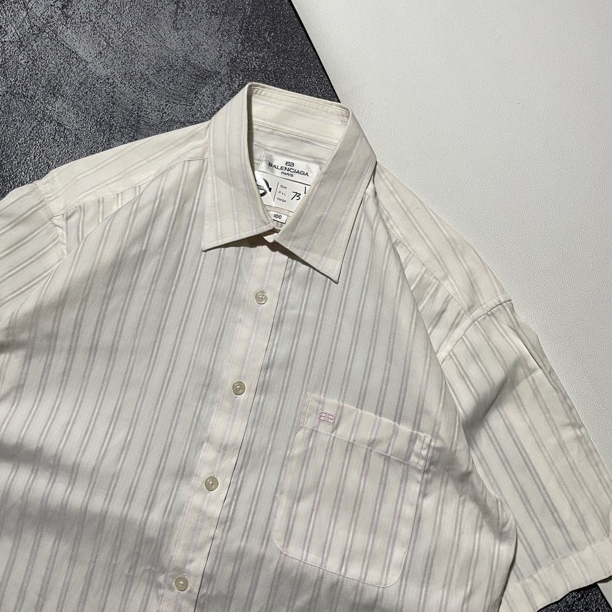 Balenciaga Balenciaga Vintage Shirts Striped BB Pocket Embrodiered Size US L / EU 52-54 / 3 - 3 Thumbnail