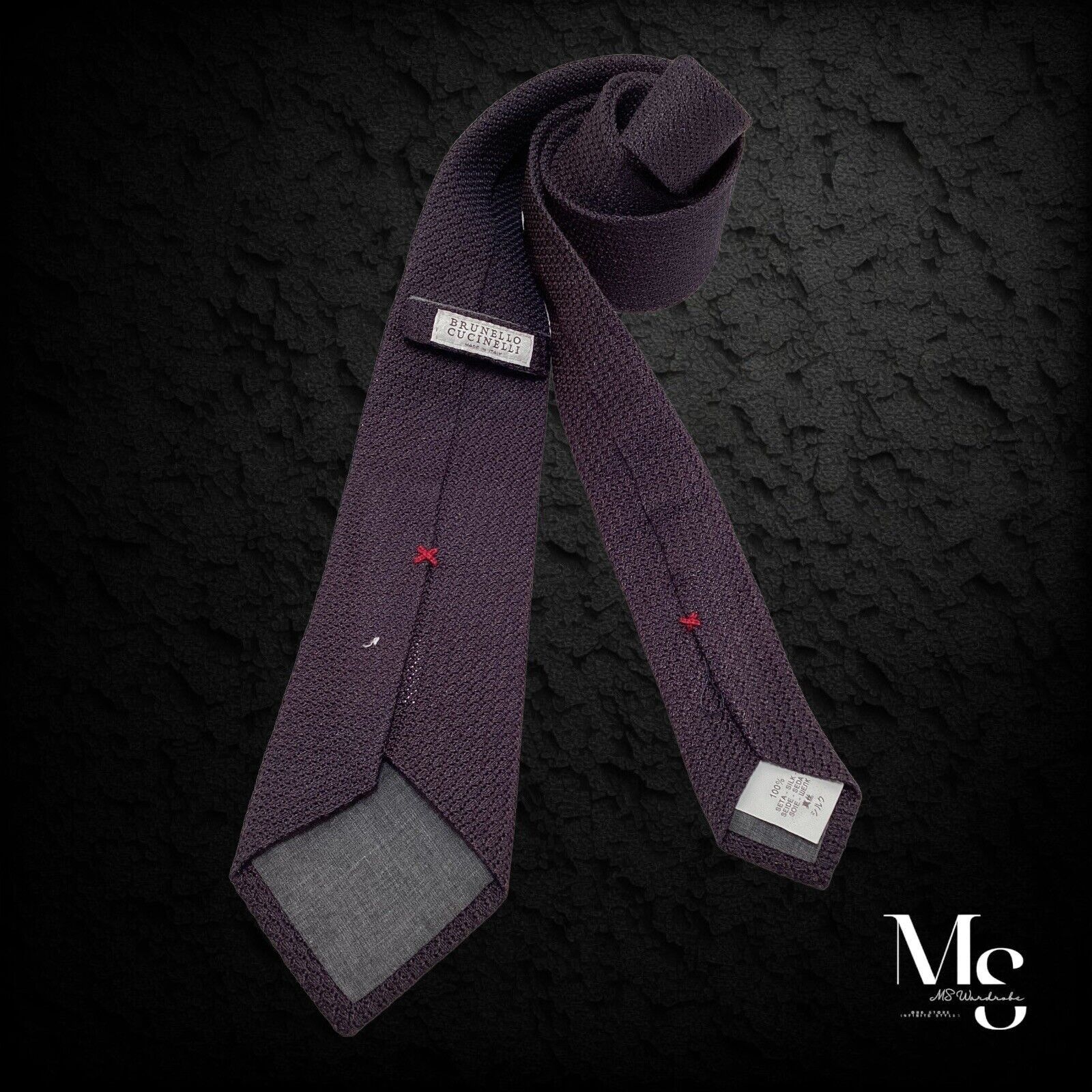 Brunello Cucinelli BRUNELLO CUCINELLI Dark Purple Grenadine Pattern Silk Tie Size ONE SIZE - 2 Thumbnail