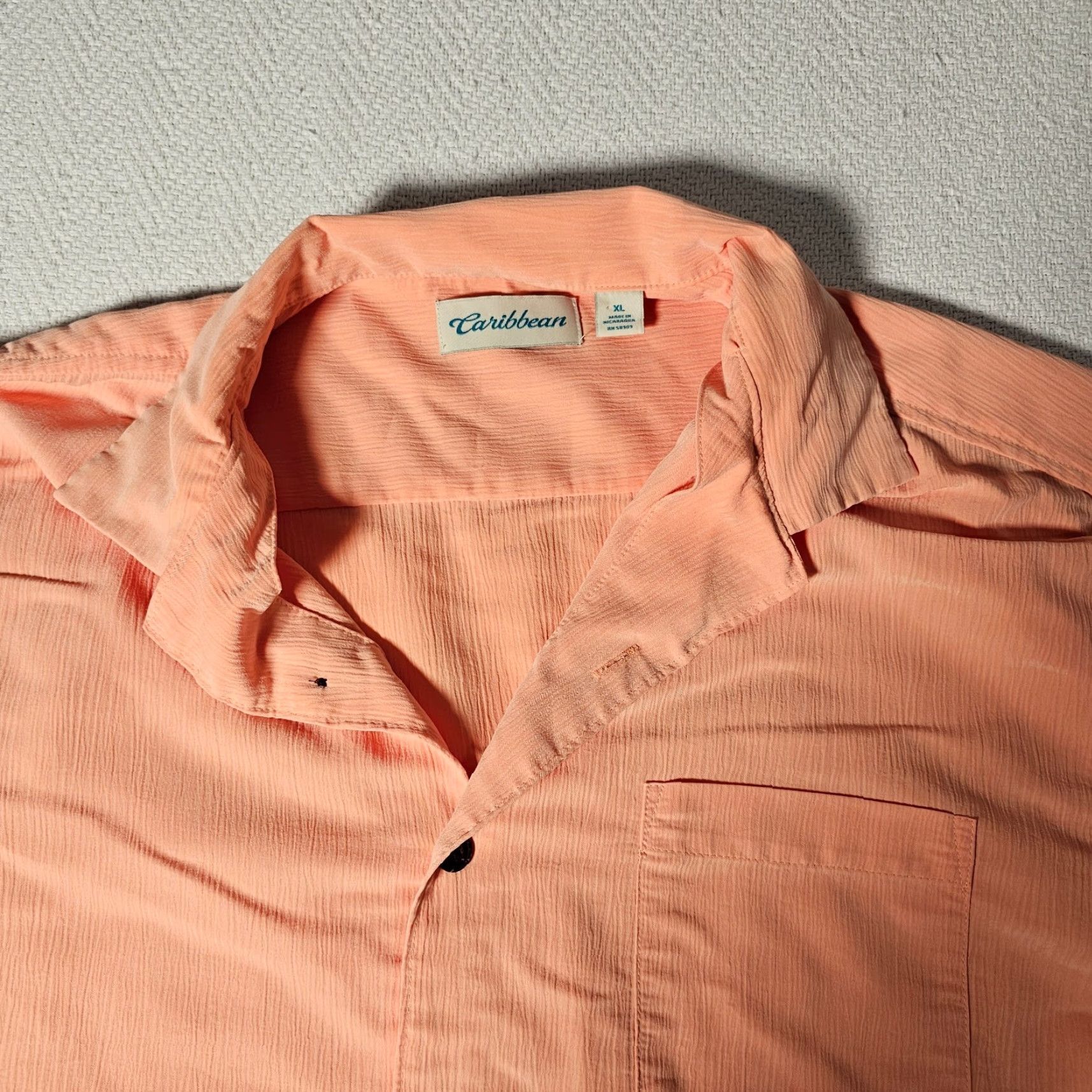 Vintage Caribbean Mens Hawaiian Tropical Short Sleeve Shirt Size XL Orange Textured Size US XL / EU 56 / 4 - 2 Thumbnail