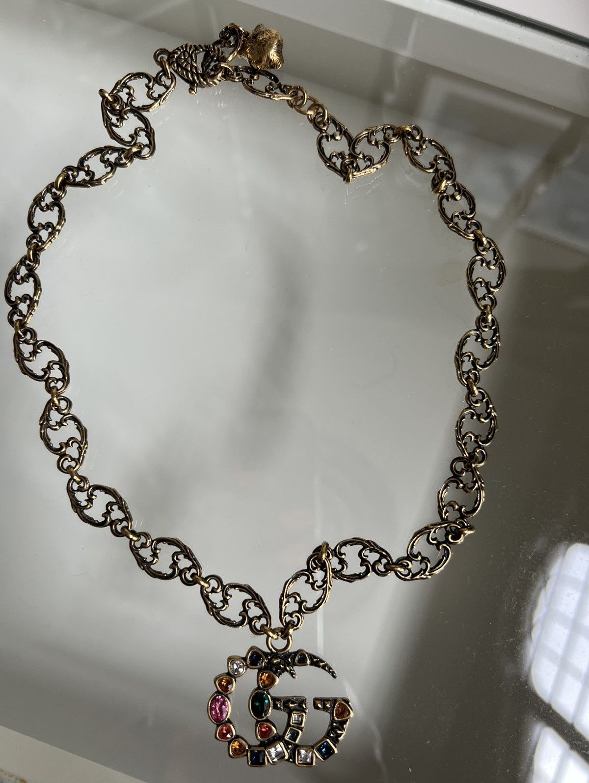 Gucci Double G Crystal Pendant Necklace – Baroque Chain
