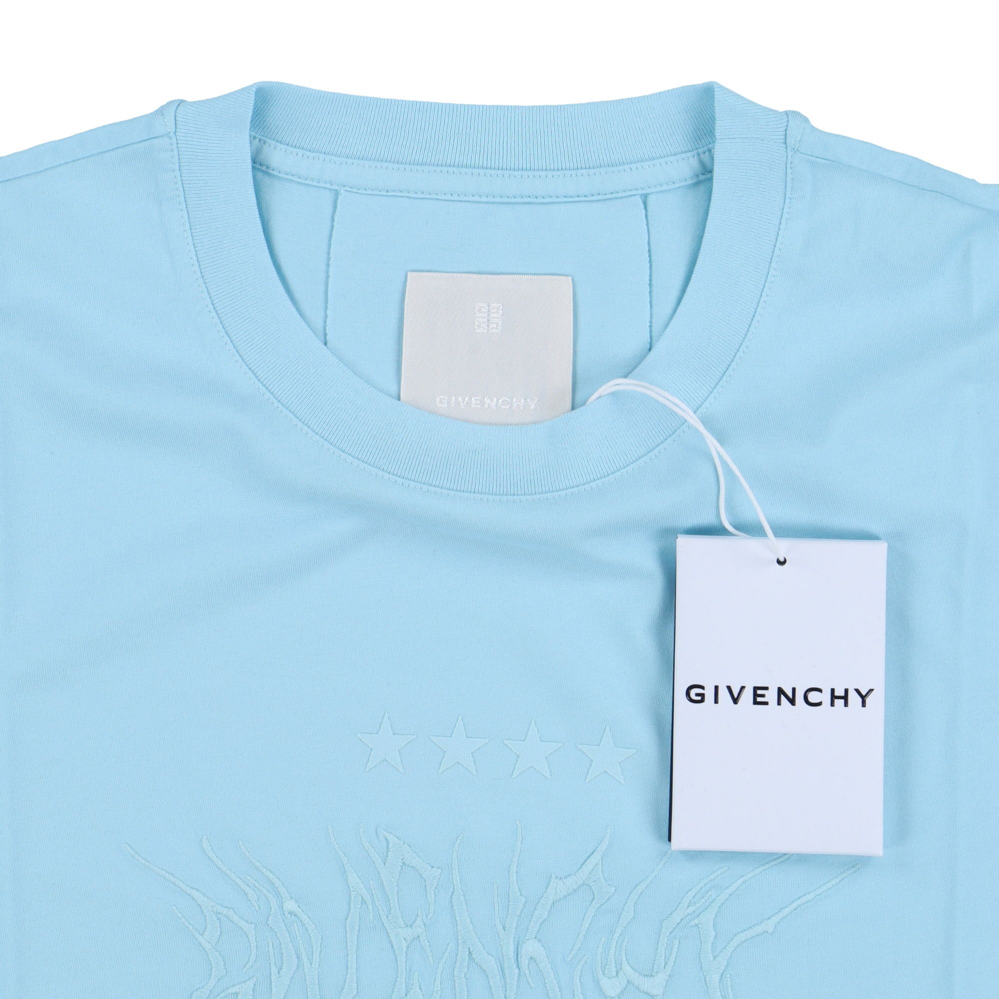 Givenchy Baby Blue Embroidered Multi Logo T-Shirt Size L / US 10 / IT 46 - 6 Thumbnail