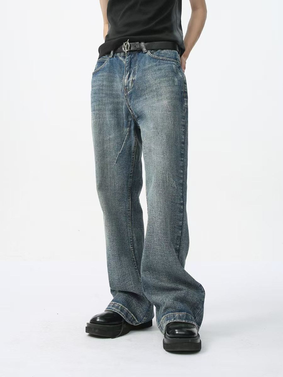 Japanese Brand × Jean Vintage High Street Cat Whisker Straight Leg Washed Jeans Size US 33 - 3 Thumbnail