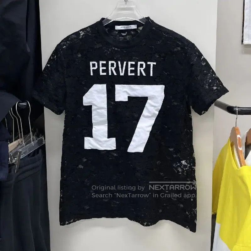 Givenchy Givenchy Black Lace T-Shirt with White Text . Size M / US 6-8 / IT 42-44 - 1 Thumbnail
