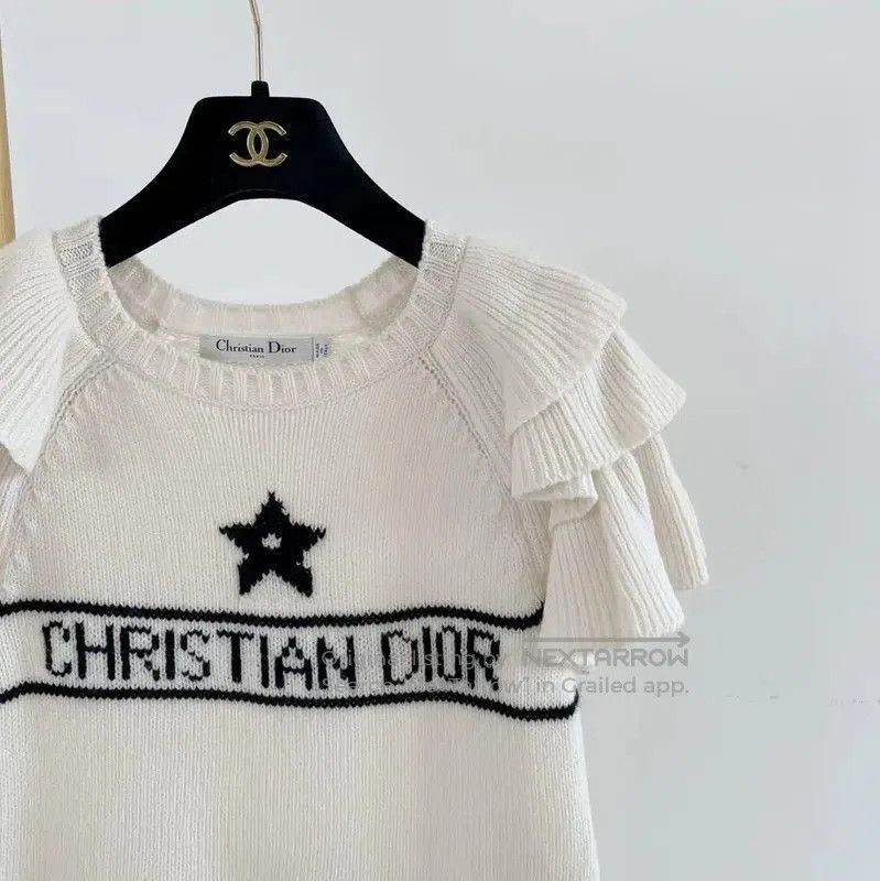 Dior Dior White Cashmere Logo Short Sleeve Sweater . Size S / US 4 / IT 40 - 3 Thumbnail