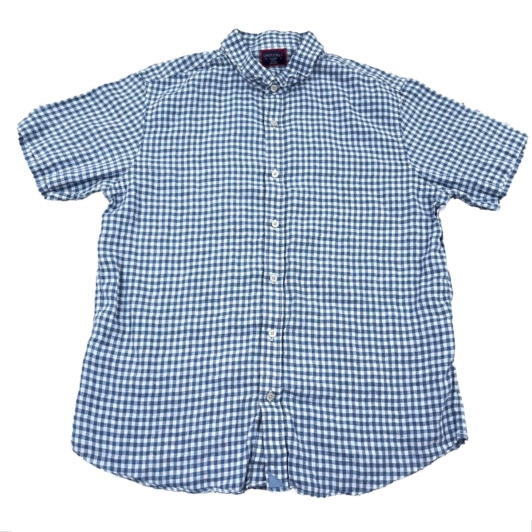 UNTUCKit UNTUCKit Shirt Men XL Blue White Slim Fit Polka Dot Button Up Casual Short Sleeve Size US XL / EU 56 / 4 - 2 Thumbnail