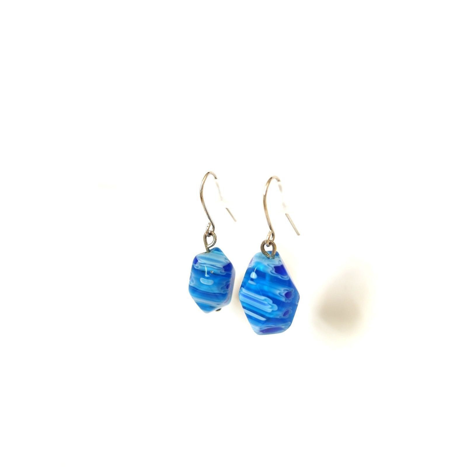 The Unbranded Brand Millefiori Glass Bead Aqua Royal Blue Dangle Drop Earrings Size ONE SIZE - 6 Thumbnail