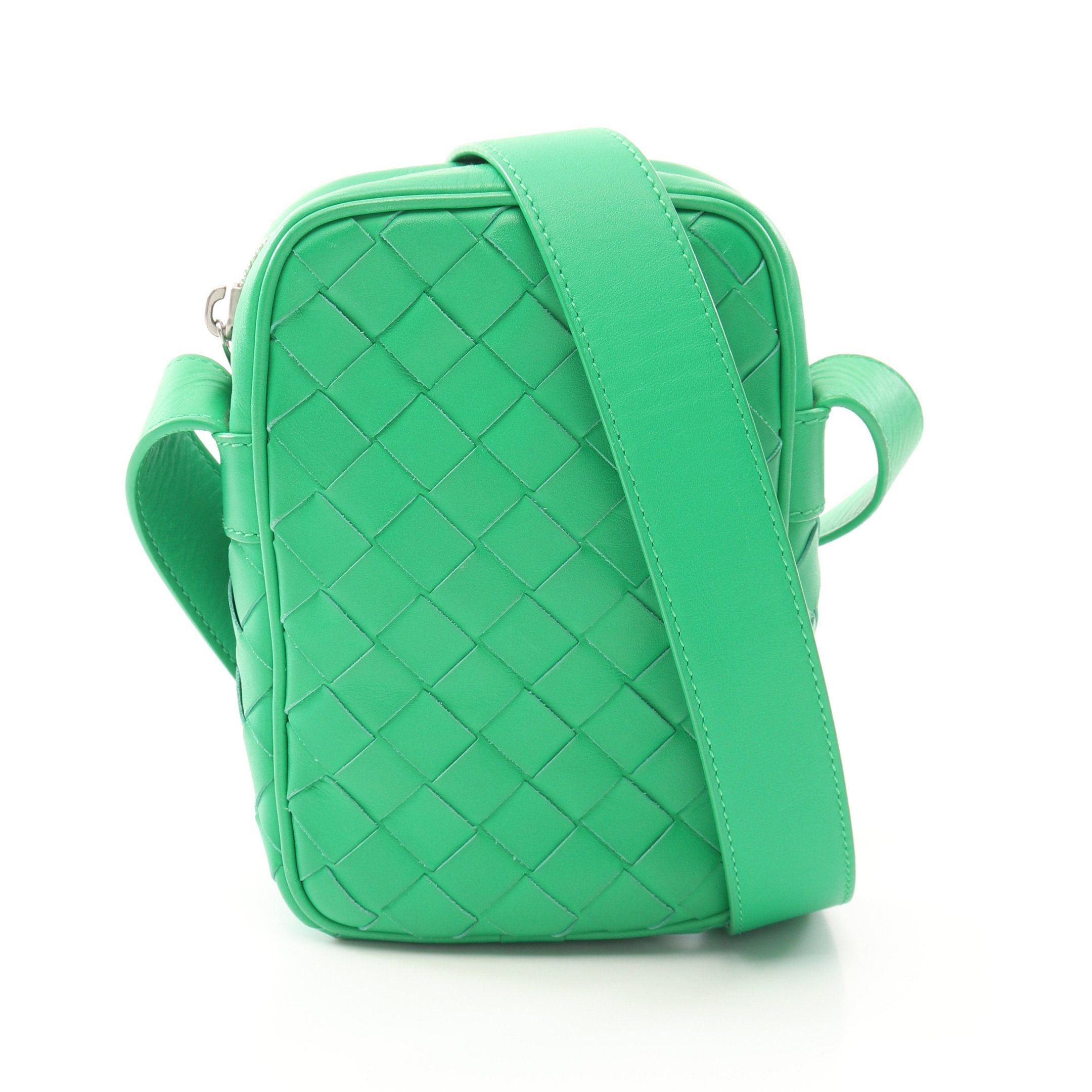 Bottega Veneta Pochette Phone Pouch Intrecciato Shoulder Bag Leather Green, Women's