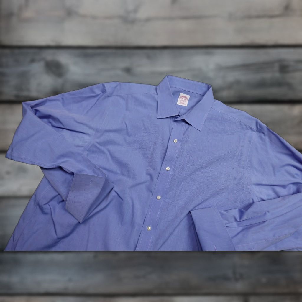 Brooks Brothers Brooks Brothers Button-Up Shirt Mens 17.5 34 Blue Regent French Cuff 346 Button-Down Check Men's Regular Blue Silk? Size US XXL / EU 58 / 5 - 1 Thumbnail