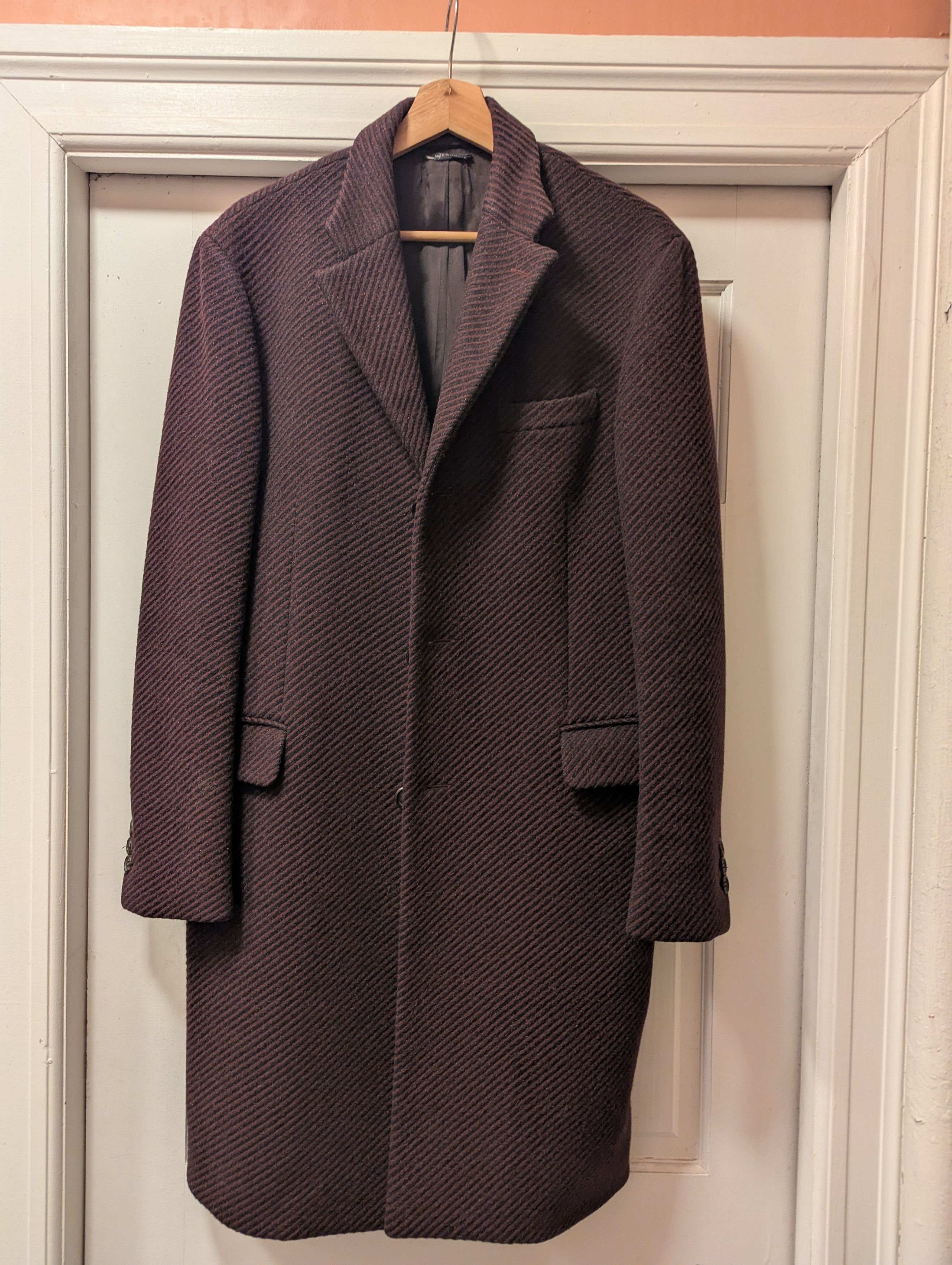 Prada Charcoal Burgundy Mohair & Cashmere Topcoat Size US M / EU 48-50 / 2 - 1 Thumbnail