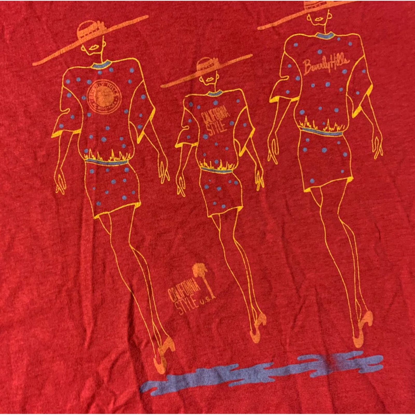 Vintage VINTAGE 90s California Style US Beverly Hills Fashion T Shirt Adult Large Red Unisex Size US L / EU 52-54 / 3 - 2 Thumbnail
