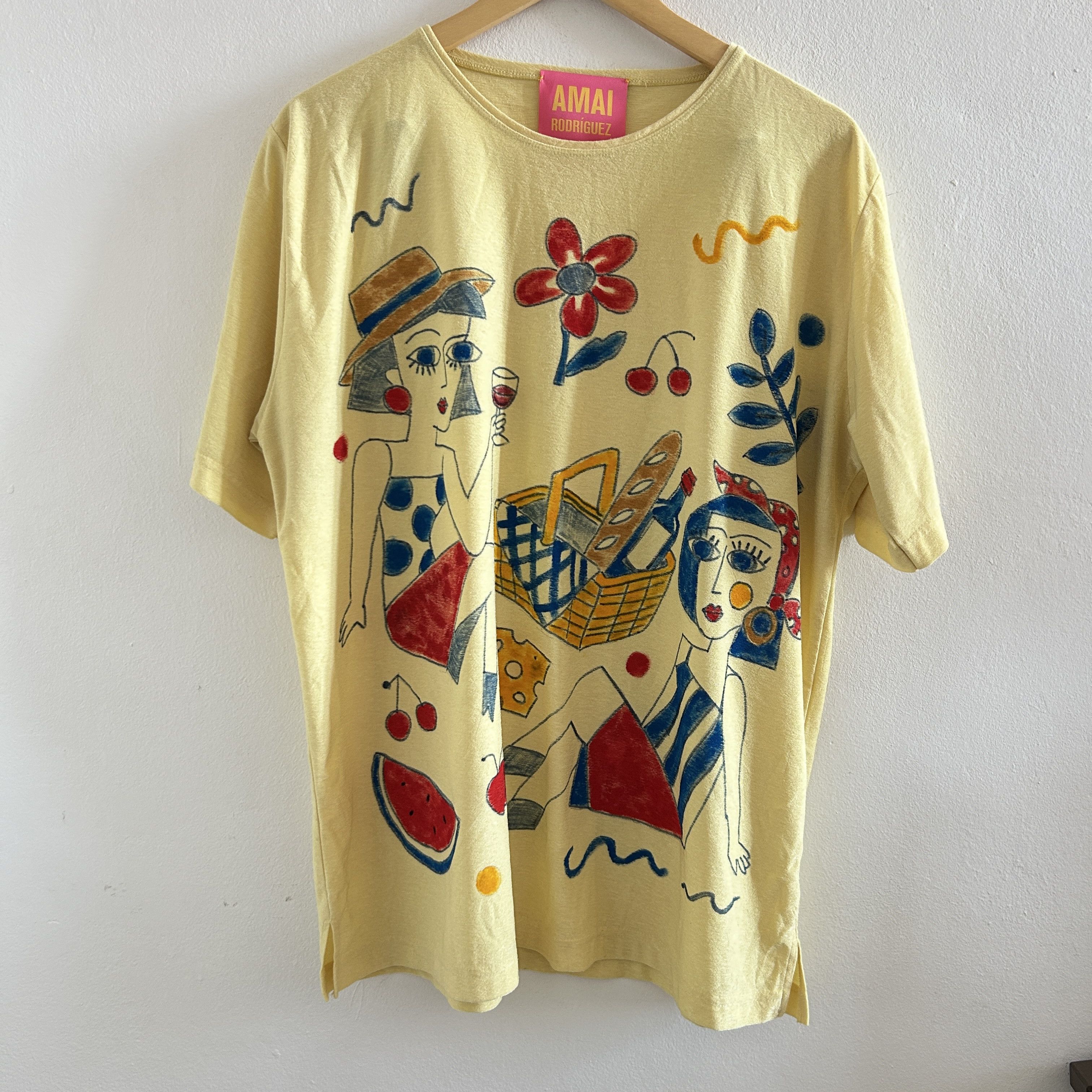 Custommade Custommade Picnic Yellow Tee Reworked Novelty Wearable Art Size XXL / US 16-18 / IT 52-54 - 8 Thumbnail