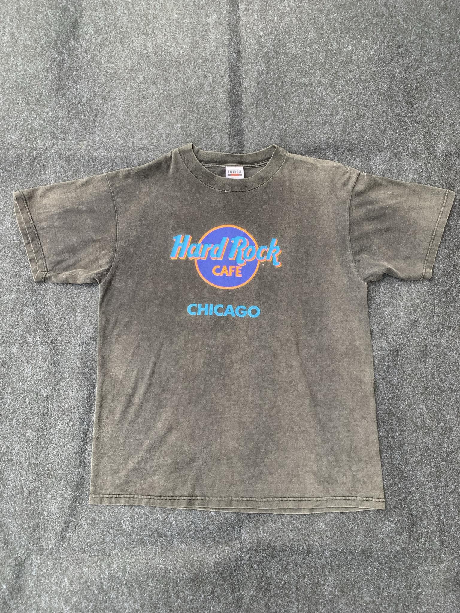 Hard Rock Cafe 90s Hard Rock Cafe Chicago Faded Black Tee Size US XL / EU 56 / 4 - 1 Thumbnail