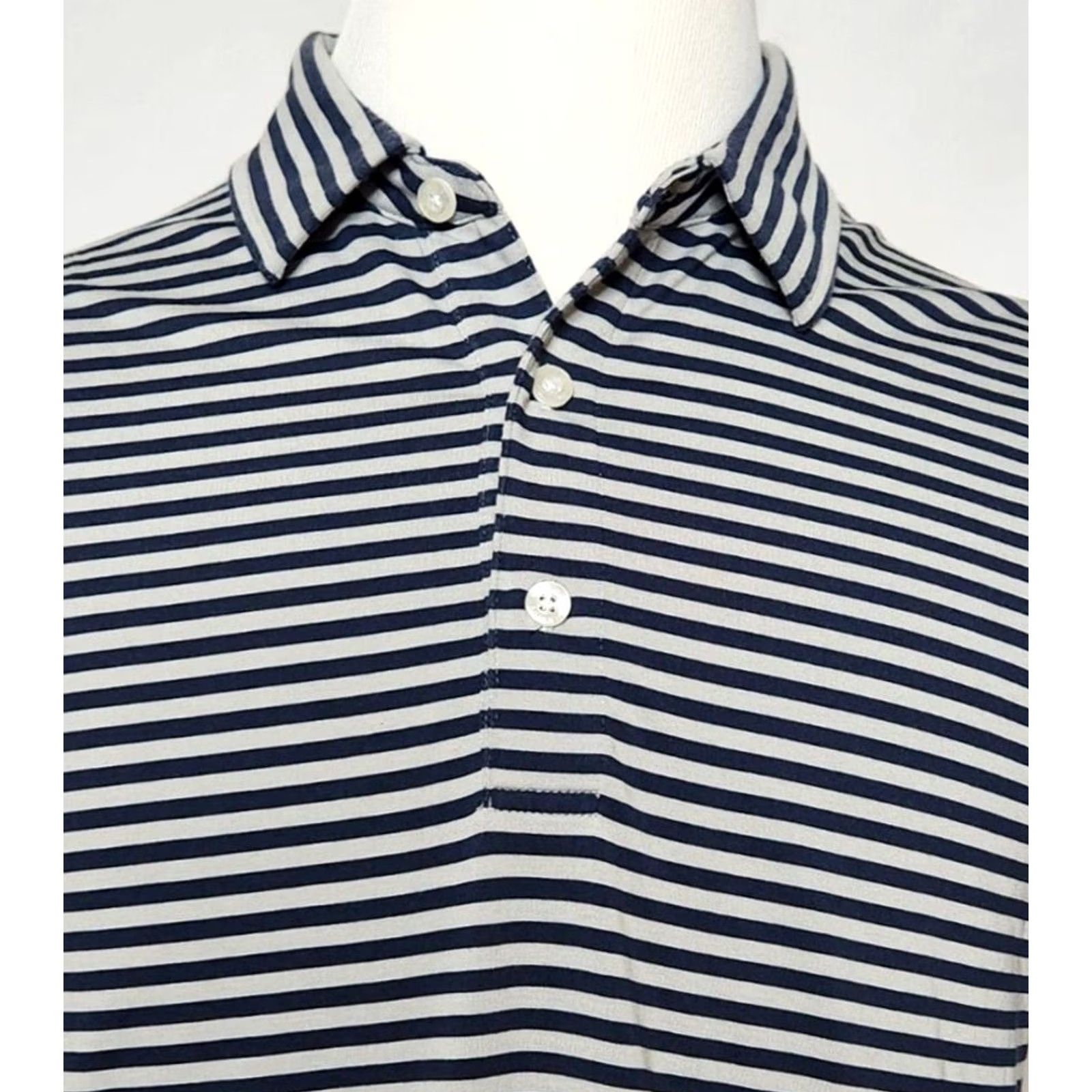 Vintage Dunning Golf Polo Shirt Short Sleeve Striped Blue Gray Cotton Blend M Mens Size US M / EU 48-50 / 2 - 5 Thumbnail