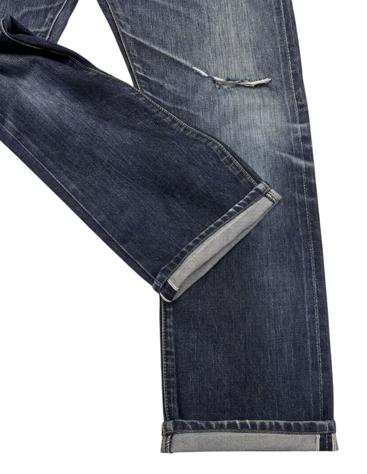 Gap × Issey Miyake 🔥VINTAGE GAP SELVEDGE BLUE DISTRESSED DENIM JEANS Size US 35 - 9 Thumbnail